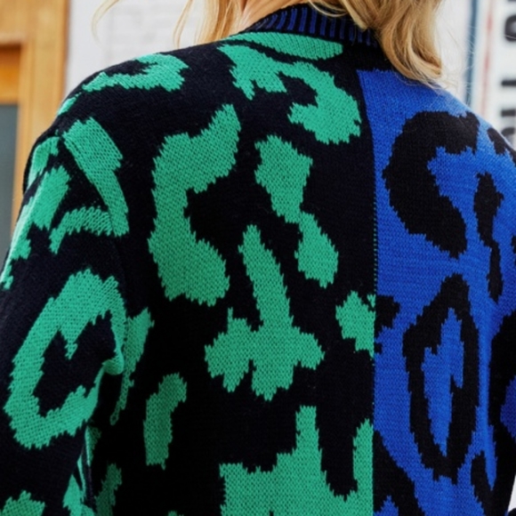 Blue Leopard Button Down Cardigan - Picture 2 of 9